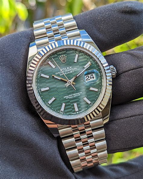 silver rolex with green face|green dial rolex price.